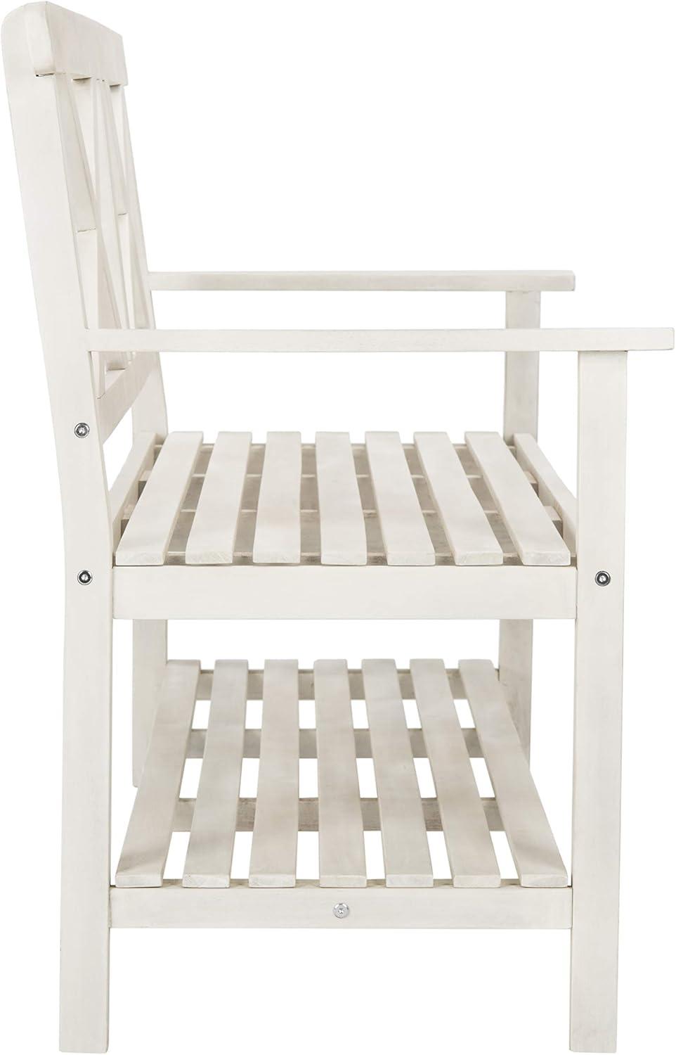 image:imageSAFAVIEH PAT6744A Collection Mayer Black 4921 Outdoor BenchWhite