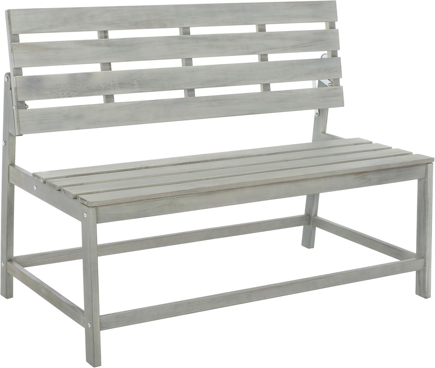 image:imageSAFAVIEH PAT6753A Collection Ruben Teak Balcony Bench and Table Outdoor SetAsh Grey