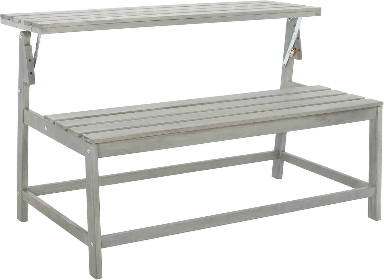 image:imageSAFAVIEH PAT6753A Collection Ruben Teak Balcony Bench and Table Outdoor SetAsh Grey