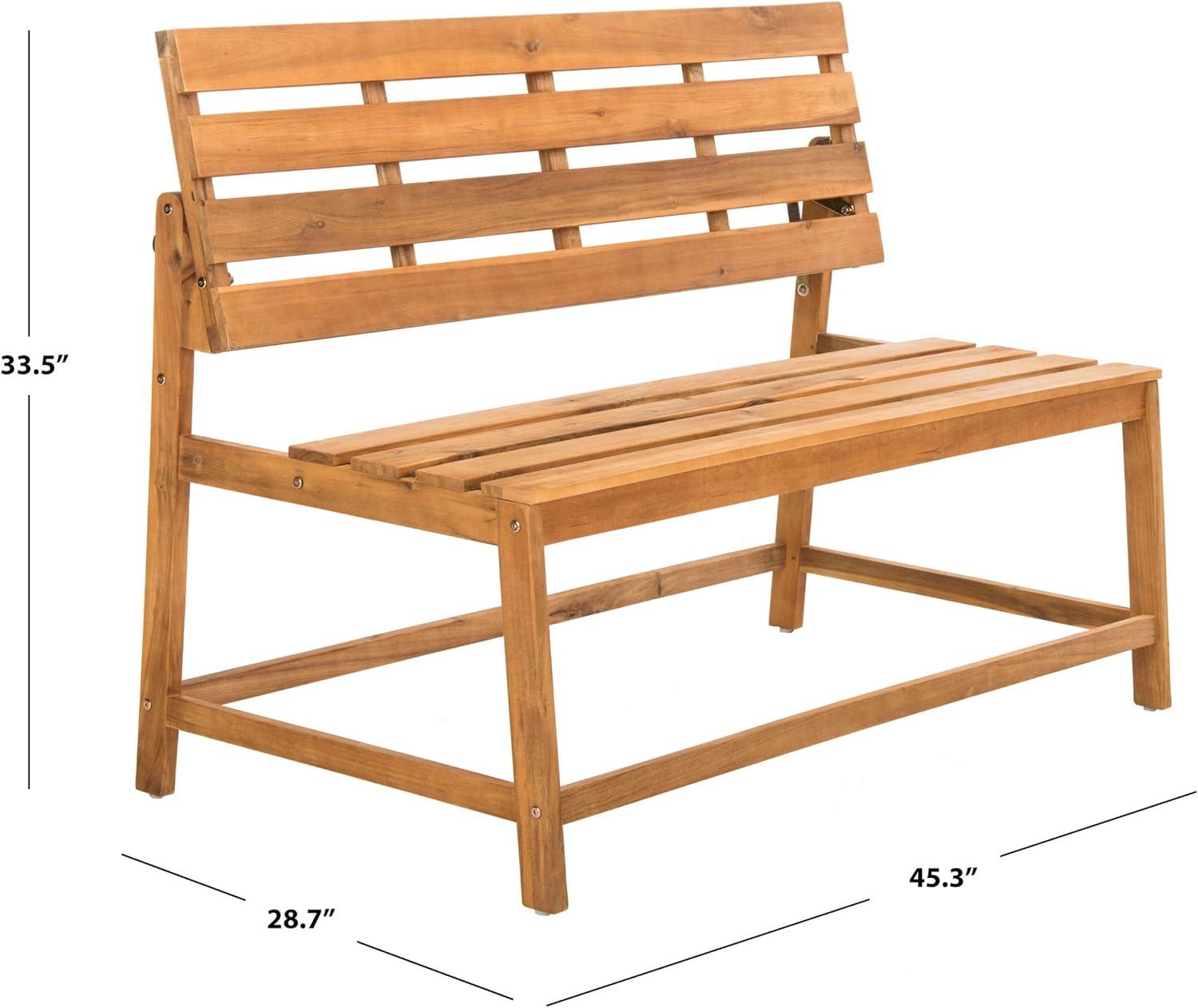 image:imageSAFAVIEH PAT6753A Collection Ruben Teak Balcony Bench and Table Outdoor SetNatural