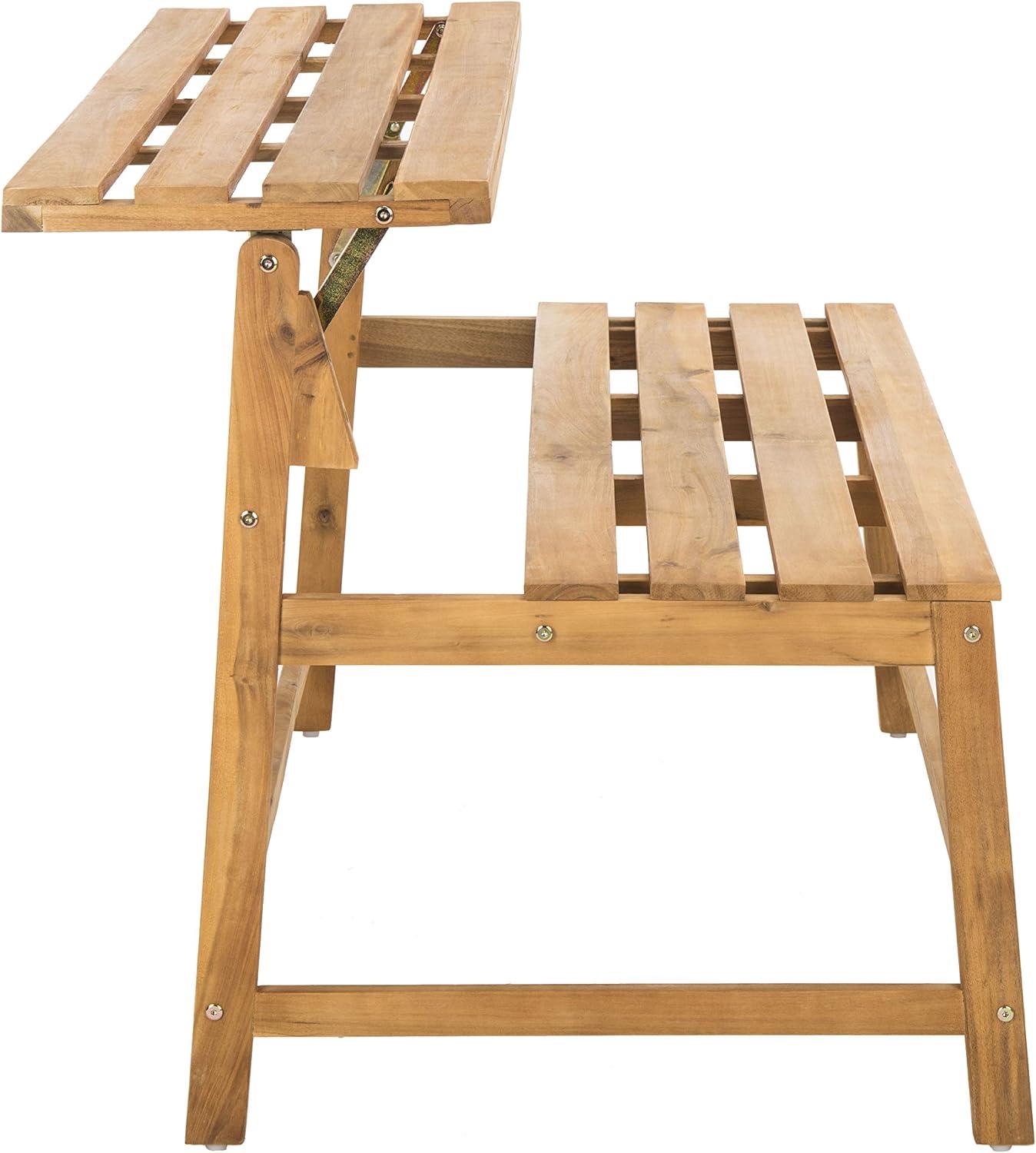 image:imageSAFAVIEH PAT6753A Collection Ruben Teak Balcony Bench and Table Outdoor SetNatural