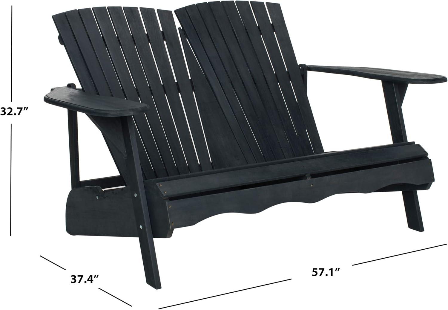 image:imageSAFAVIEH Patio Collection Hampton Adirondack Acacia Wood BenchDark Slate Gray