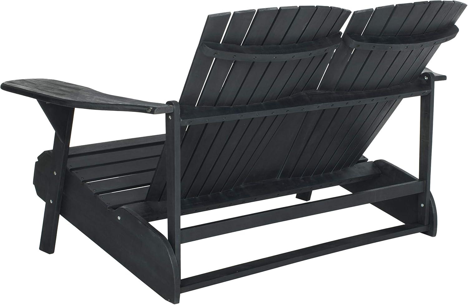 image:imageSAFAVIEH Patio Collection Hampton Adirondack Acacia Wood BenchDark Slate Gray
