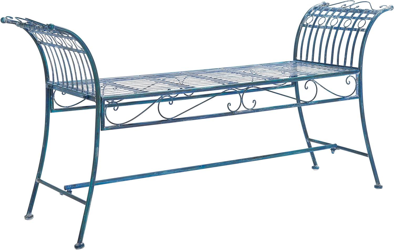 image:imageSafavieh Outdoor Collection Hadley Antique White BenchMossy Blue