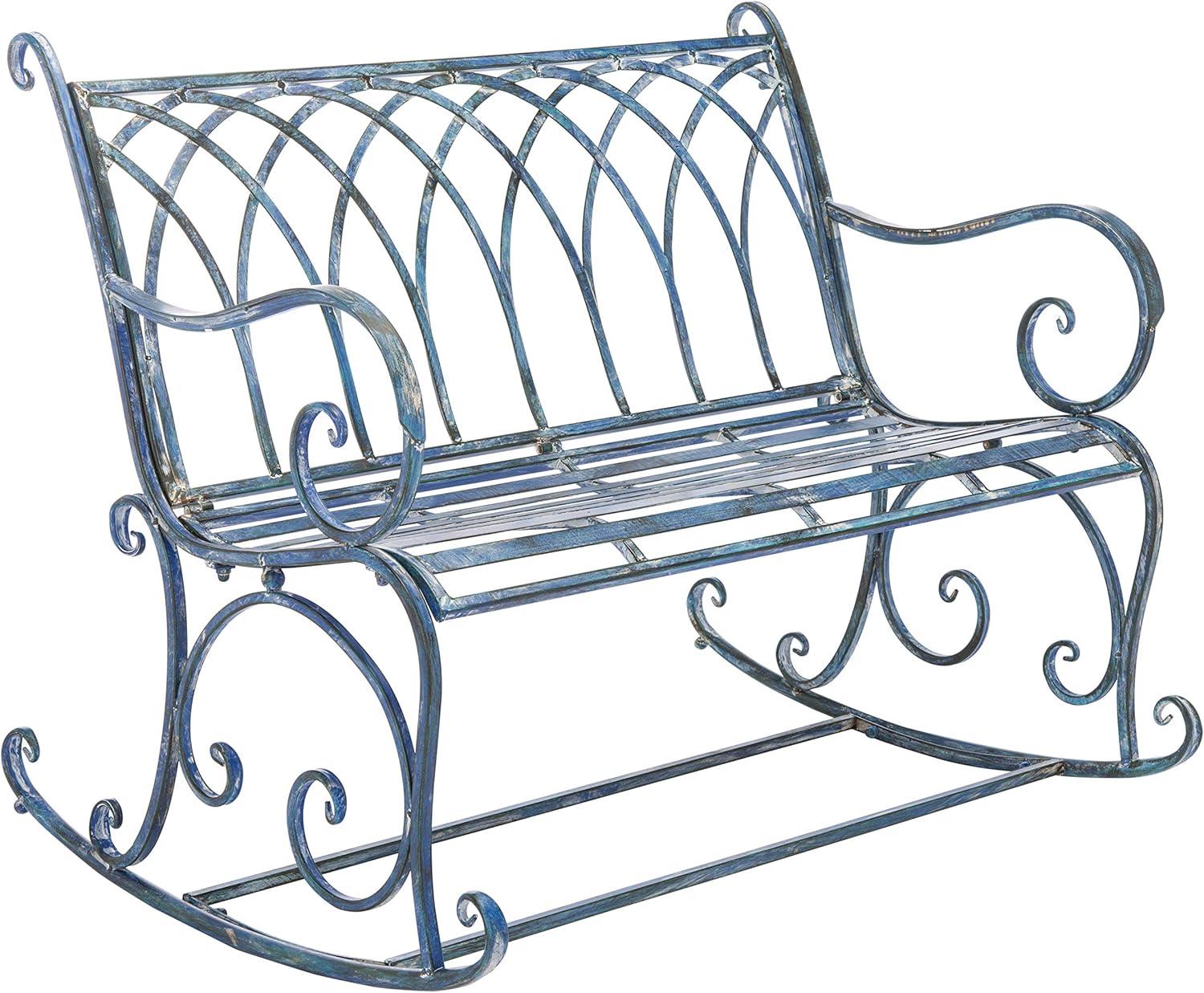 image:imageSafavieh PAT5021A Outdoor Collection Ressi Pearl White Rock BenchMossy Blue
