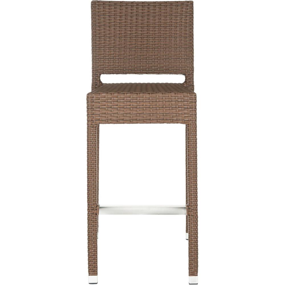 image:imageSAFAVIEH FOX5201C Collection Bethel IndoorOutdoor Bar Stool WhiteBrown