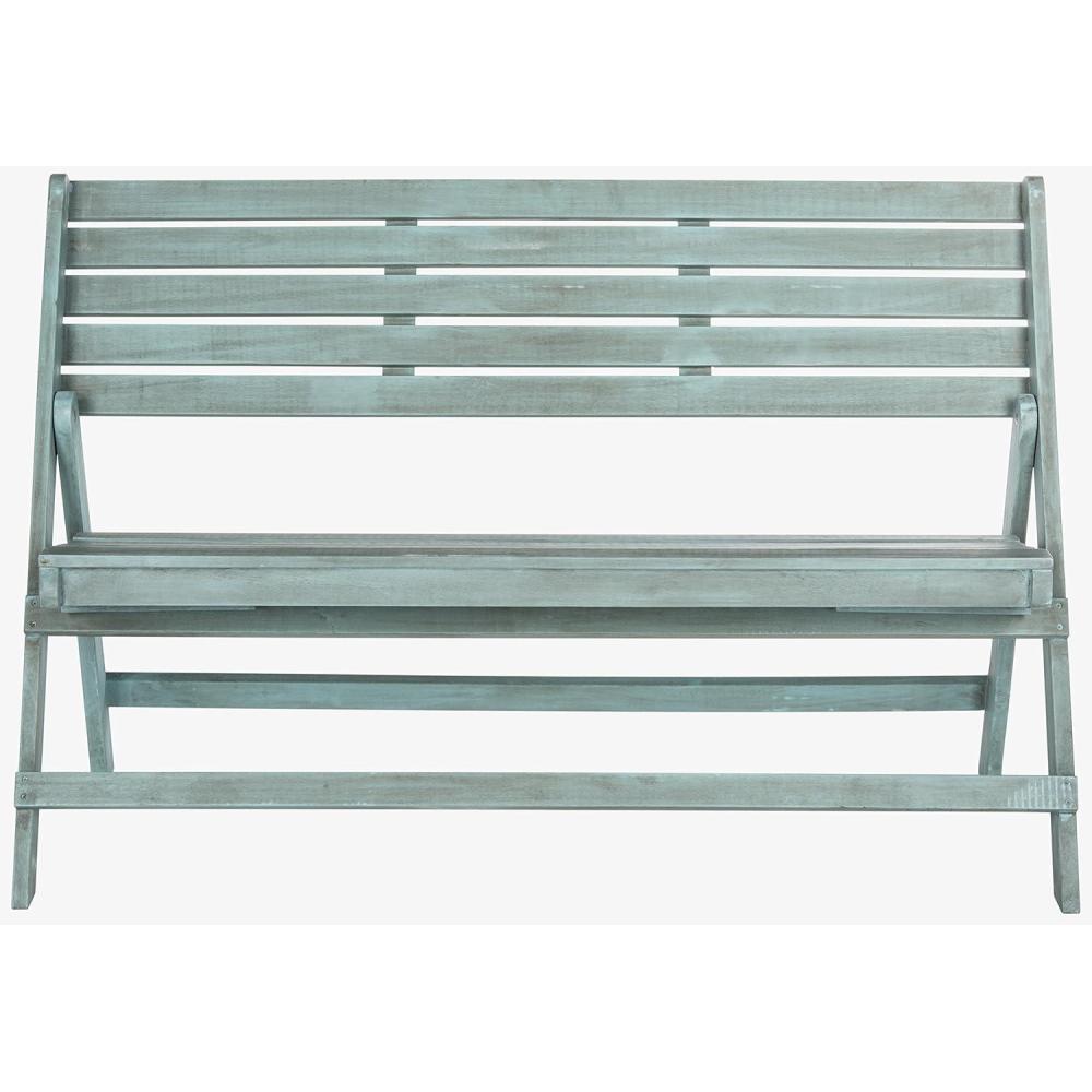 image:imageSAFAVIEH Outdoor Collection Luca Ash Grey Folding BenchBeach House Blue