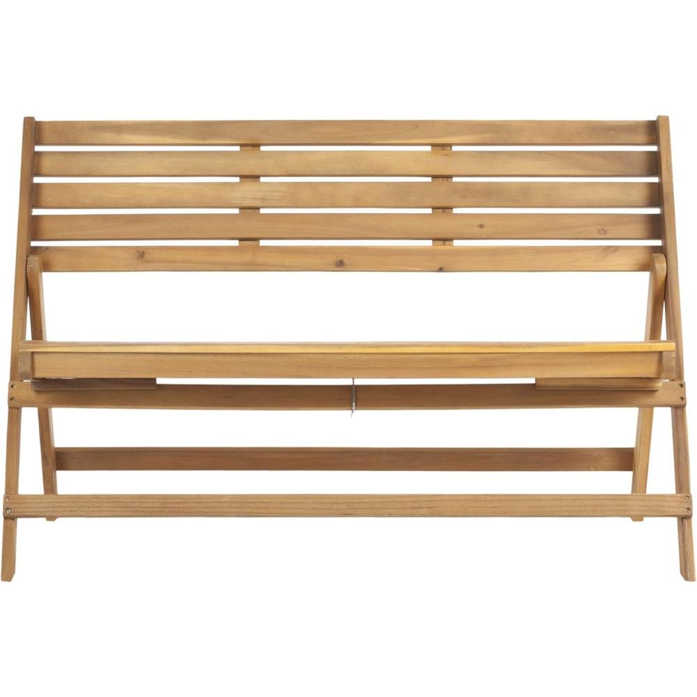 image:imageSAFAVIEH Outdoor Collection Luca Ash Grey Folding BenchNatural