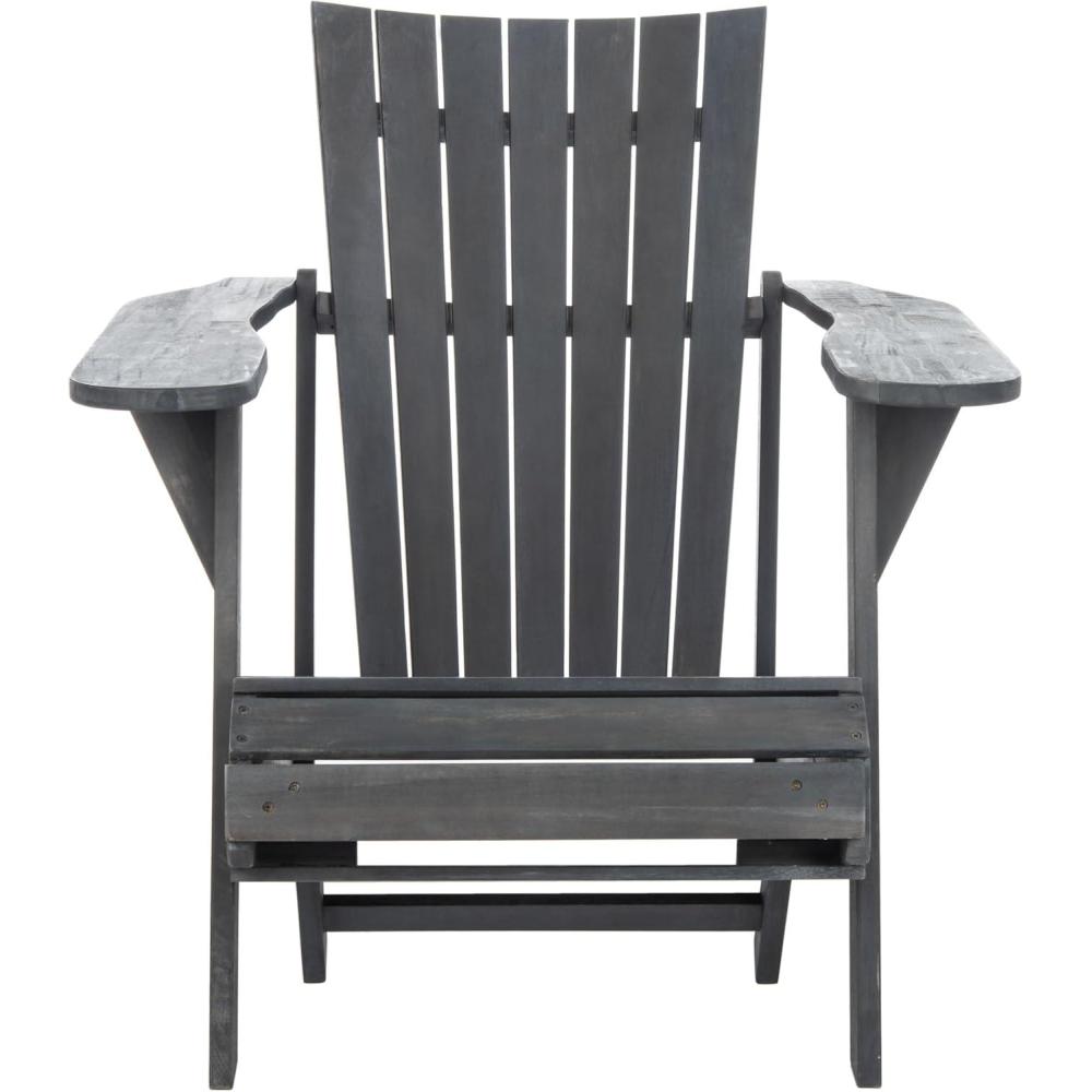 image:imageSAFAVIEH Outdoor Collection Merlin Ash Grey Adirondack Chair with Retractable FootrestDark Slate Gray