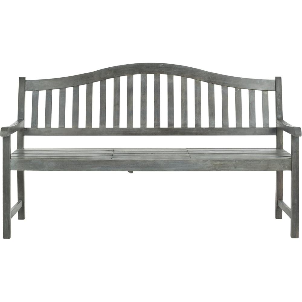 image:imageSAFAVIEH Outdoor Collection Mischa Natural Brown BenchAsh Grey