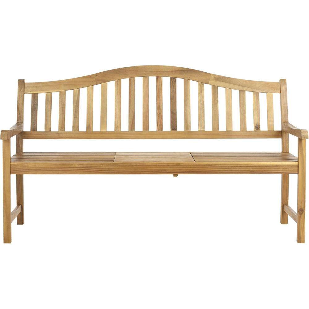 image:imageSAFAVIEH Outdoor Collection Mischa Natural Brown BenchNatural