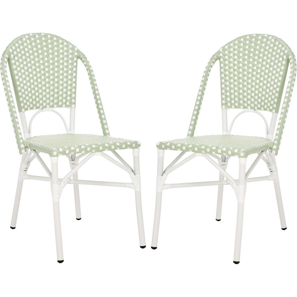 image:imageSAFAVIEH Outdoor Collection Oliver GreenWhite Bistro Chair Set of 2 Fully Assembled