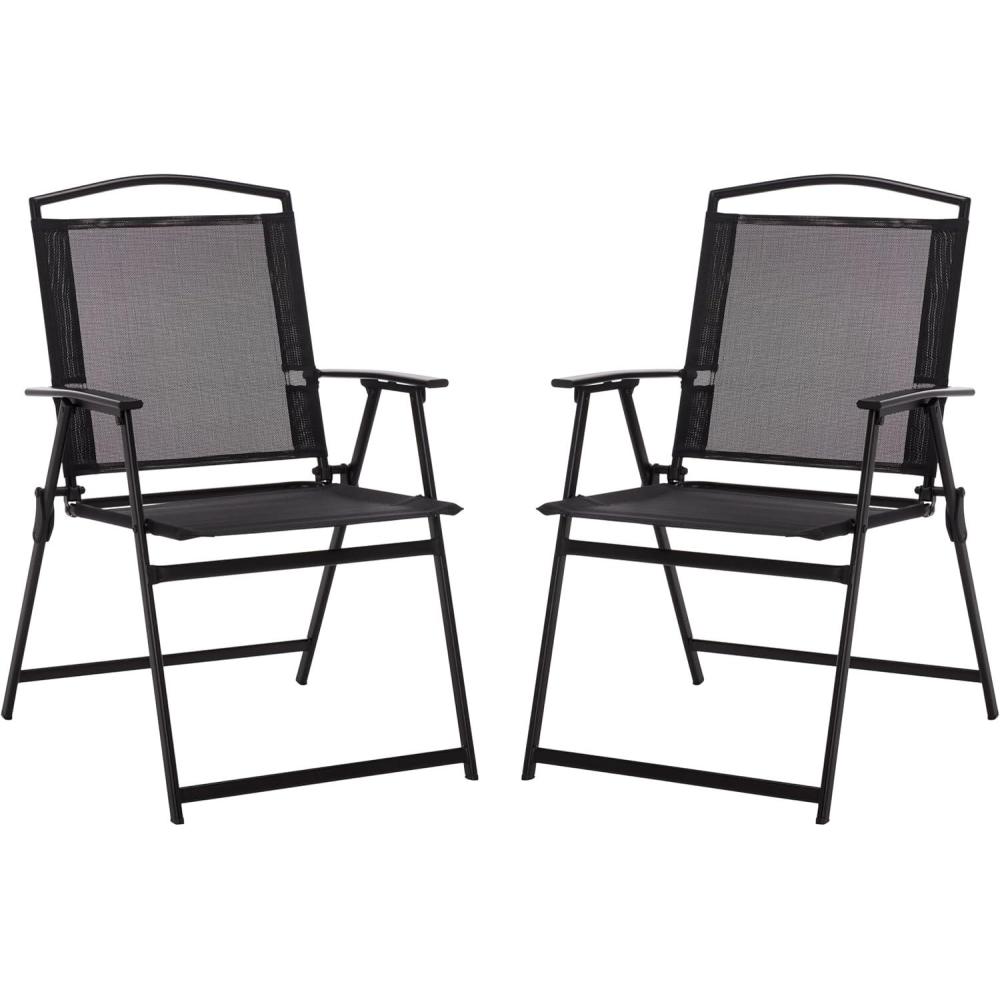 image:imageSAFAVIEH Outdoor Patio Furniture Collection Alvin Folding Chair PAT6900BlackBlack