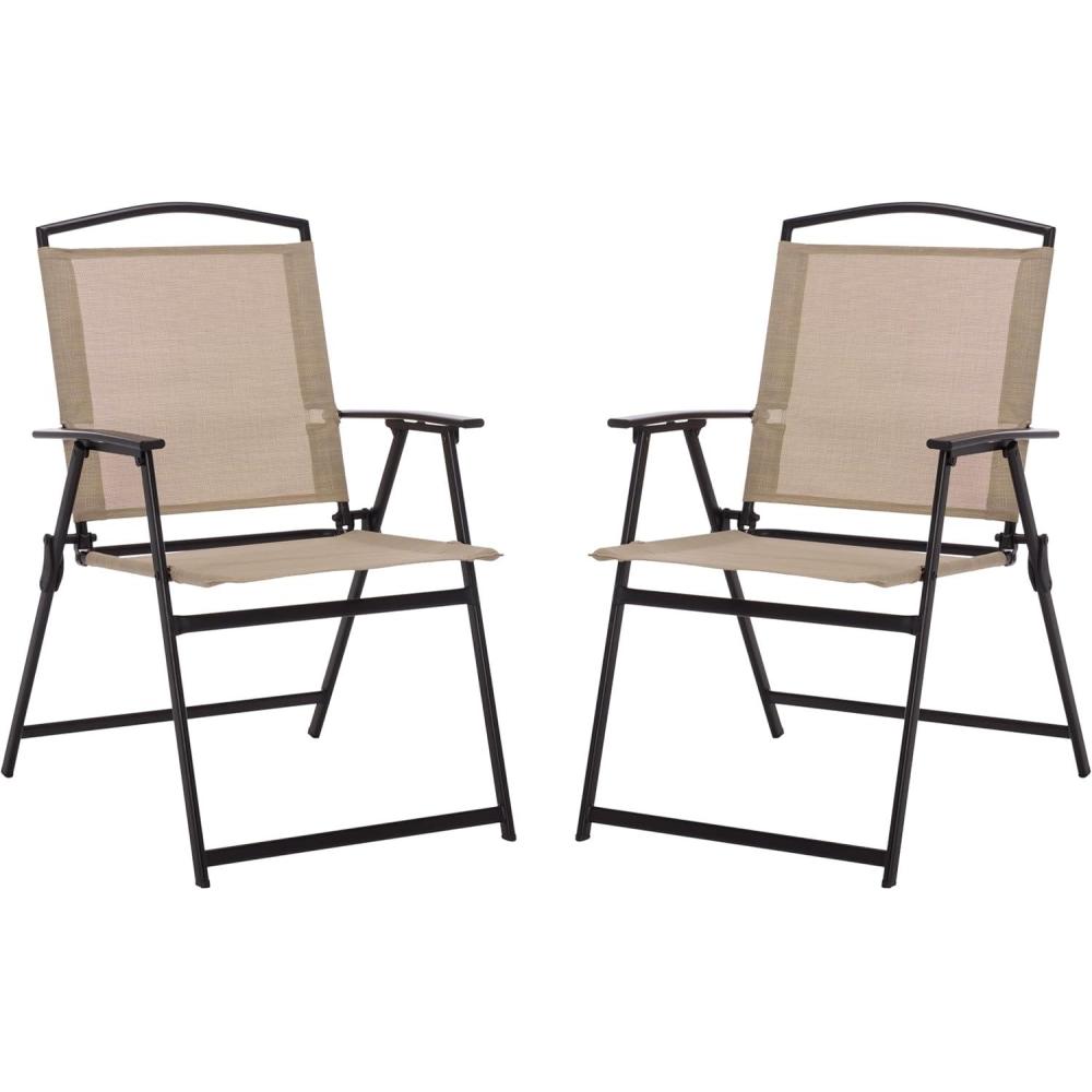 image:imageSAFAVIEH Outdoor Patio Furniture Collection Alvin Folding Chair PAT6900BlackCreme