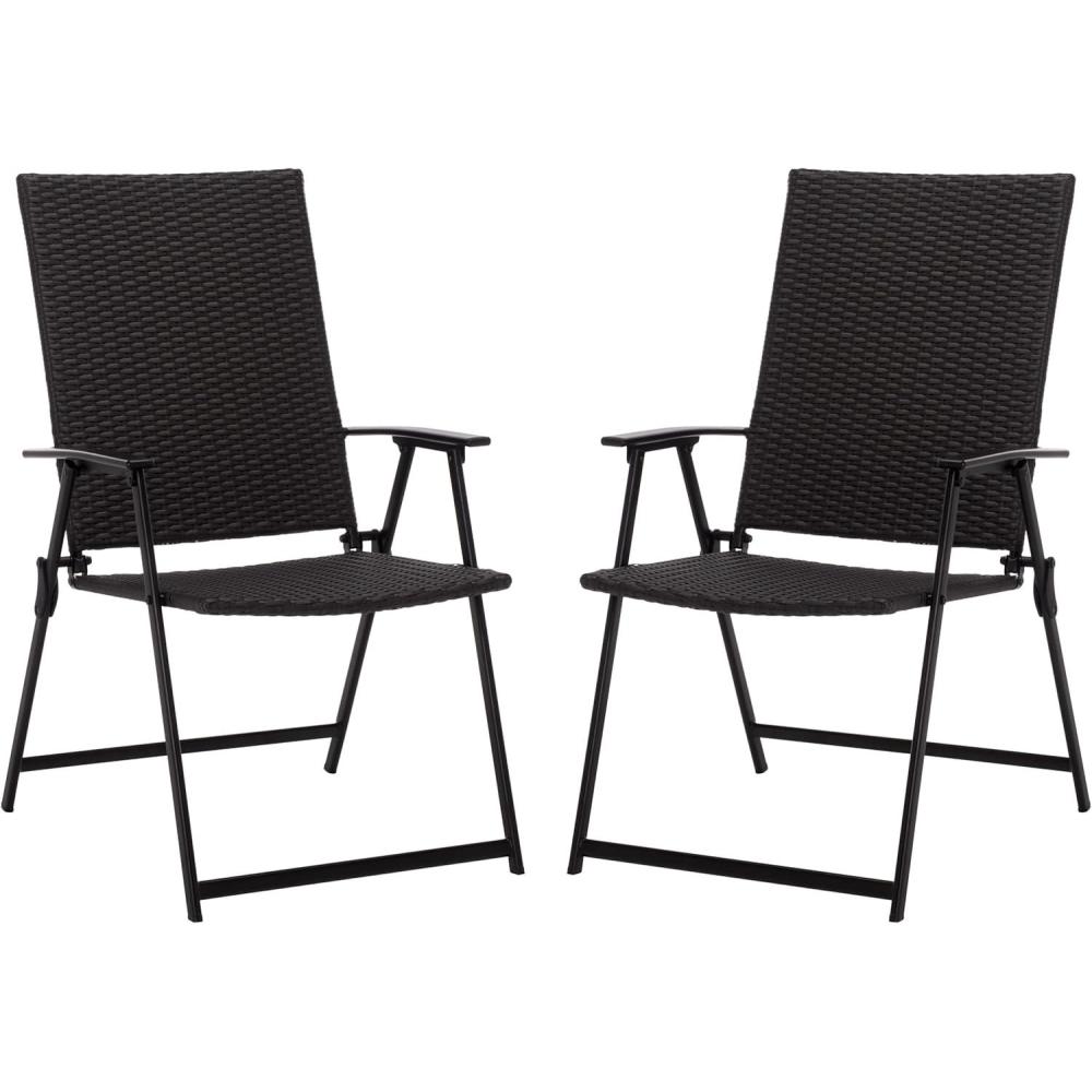 image:imageSAFAVIEH Outdoor Patio Furniture Collection  Simon Textilene Folding Chair PAT6901BlackBlack