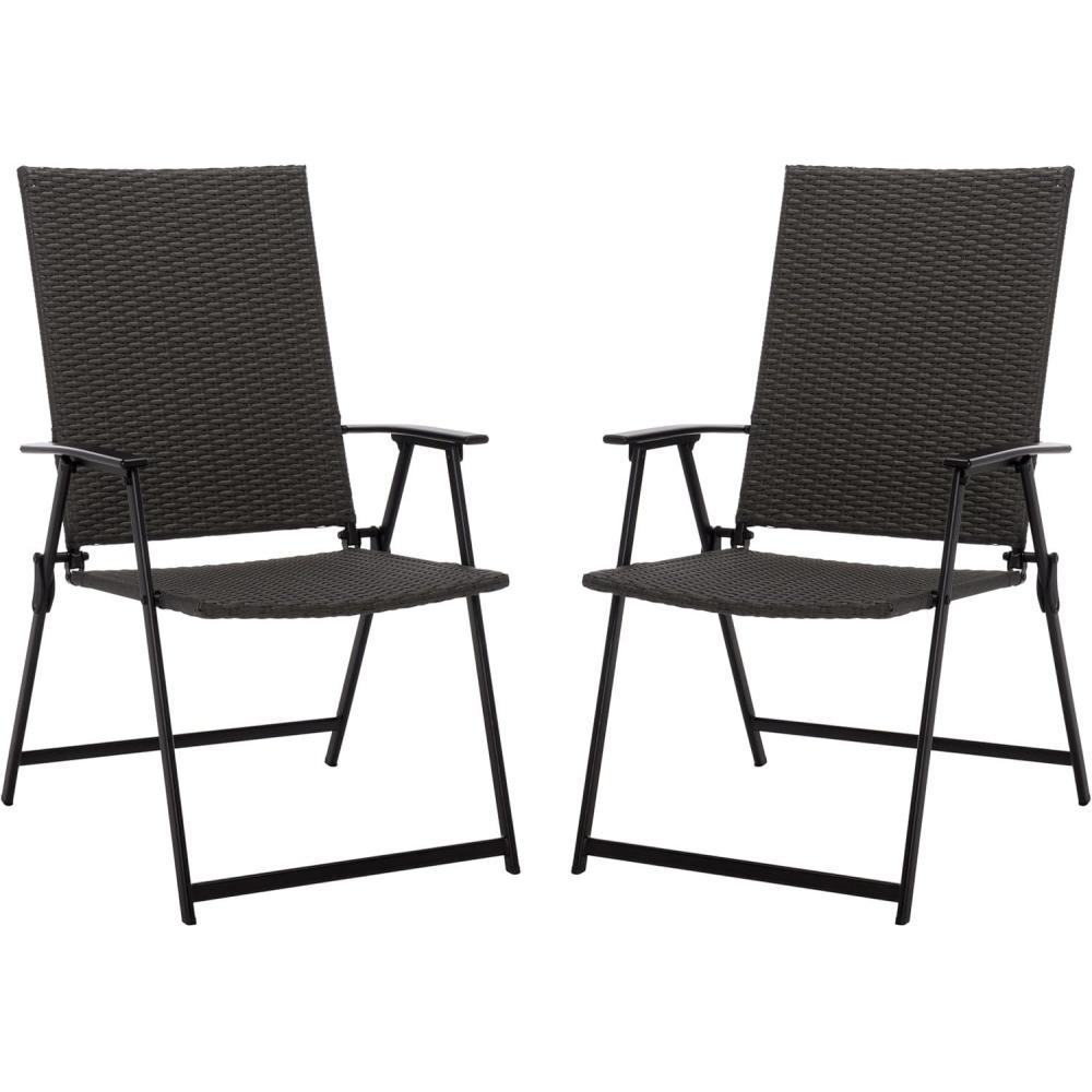 image:imageSAFAVIEH Outdoor Patio Furniture Collection  Simon Textilene Folding Chair PAT6901BlackGrey