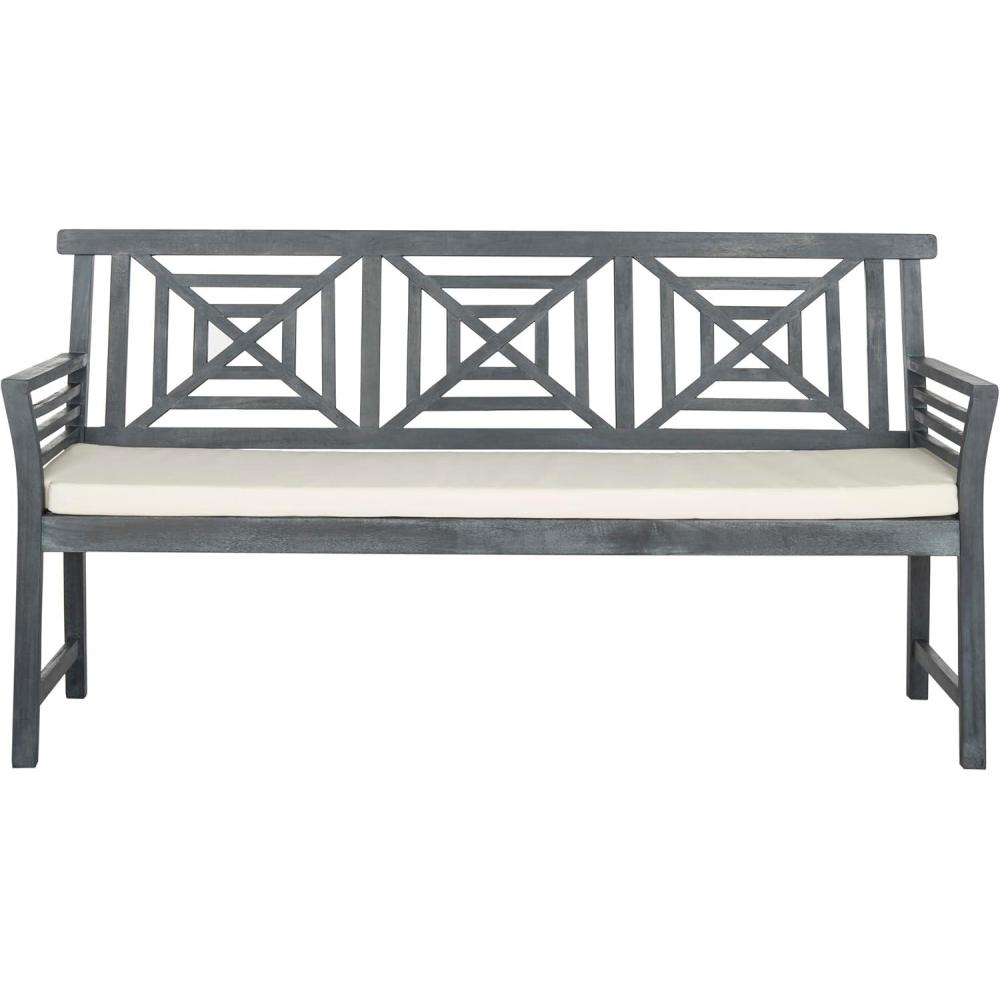 image:imageSAFAVIEH PAT6737A Outdoor Collection Del Mar 3 Seat BenchAsh Grey Beige