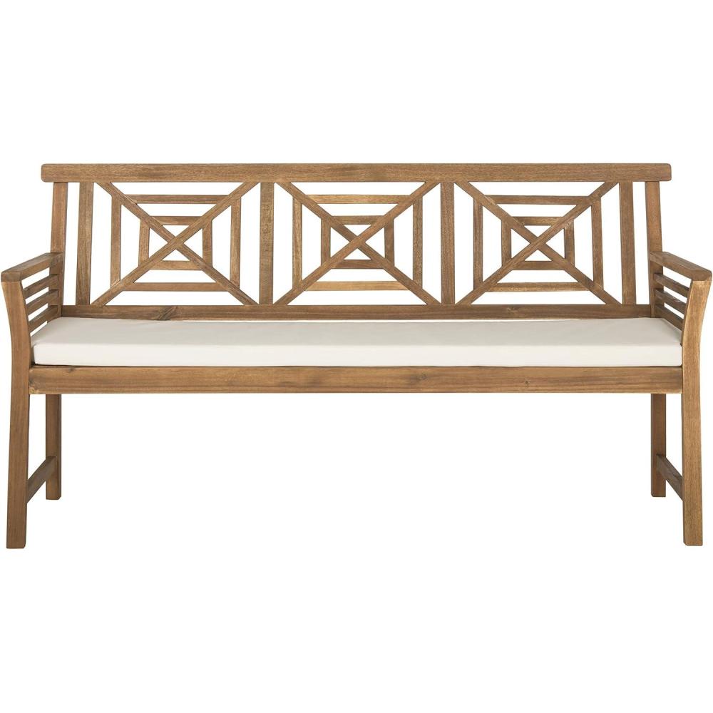 image:imageSAFAVIEH PAT6737A Outdoor Collection Del Mar 3 Seat BenchNatural Beige