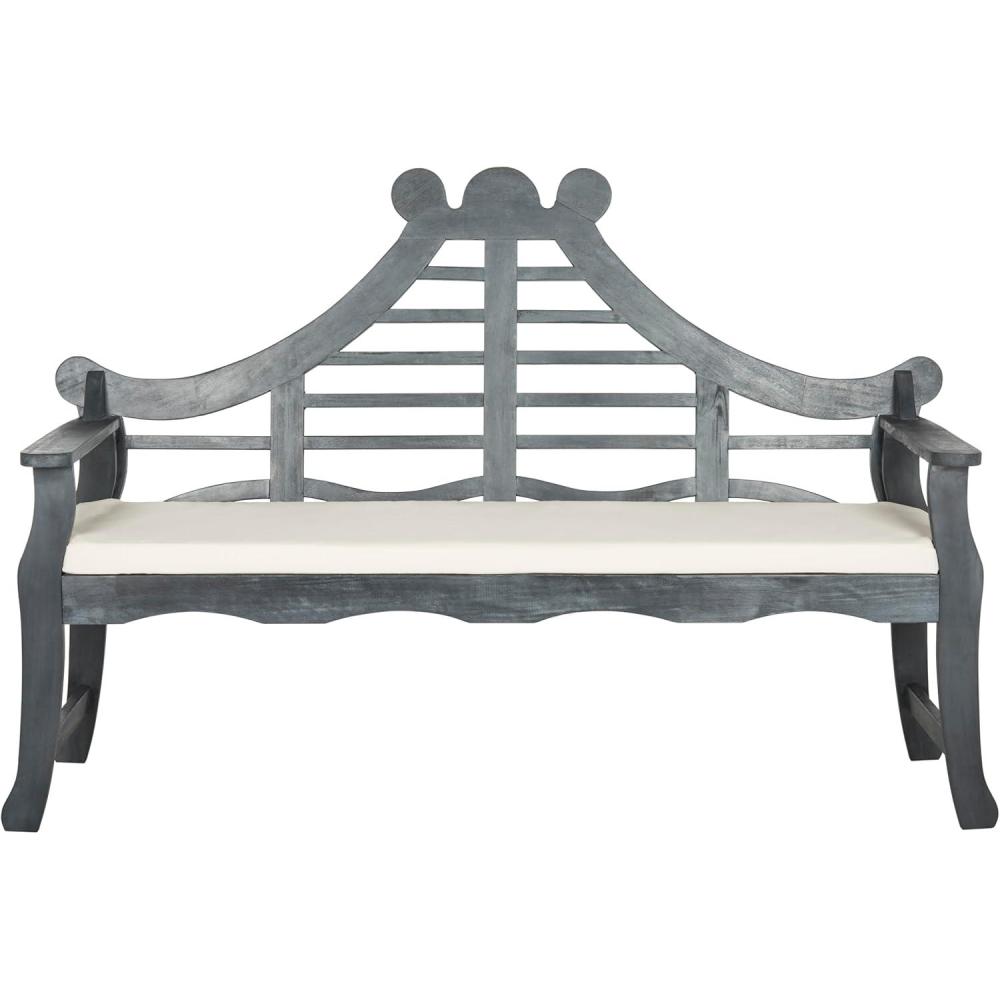 image:imageSAFAVIEH PAT6741A Outdoor Collection Azusa BenchAsh Grey Beige