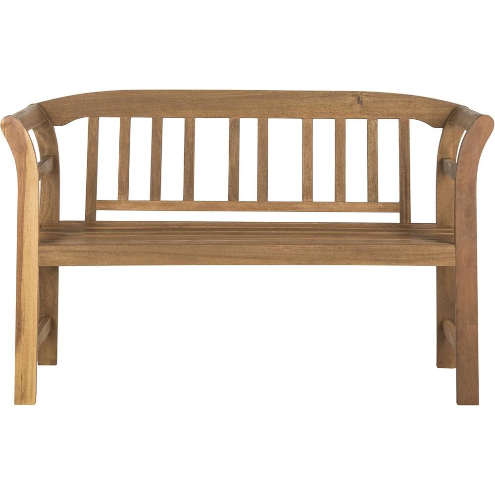 image:imageSAFAVIEH PAT6742A Outdoor Collection Porterville 2 Seat BenchNatural