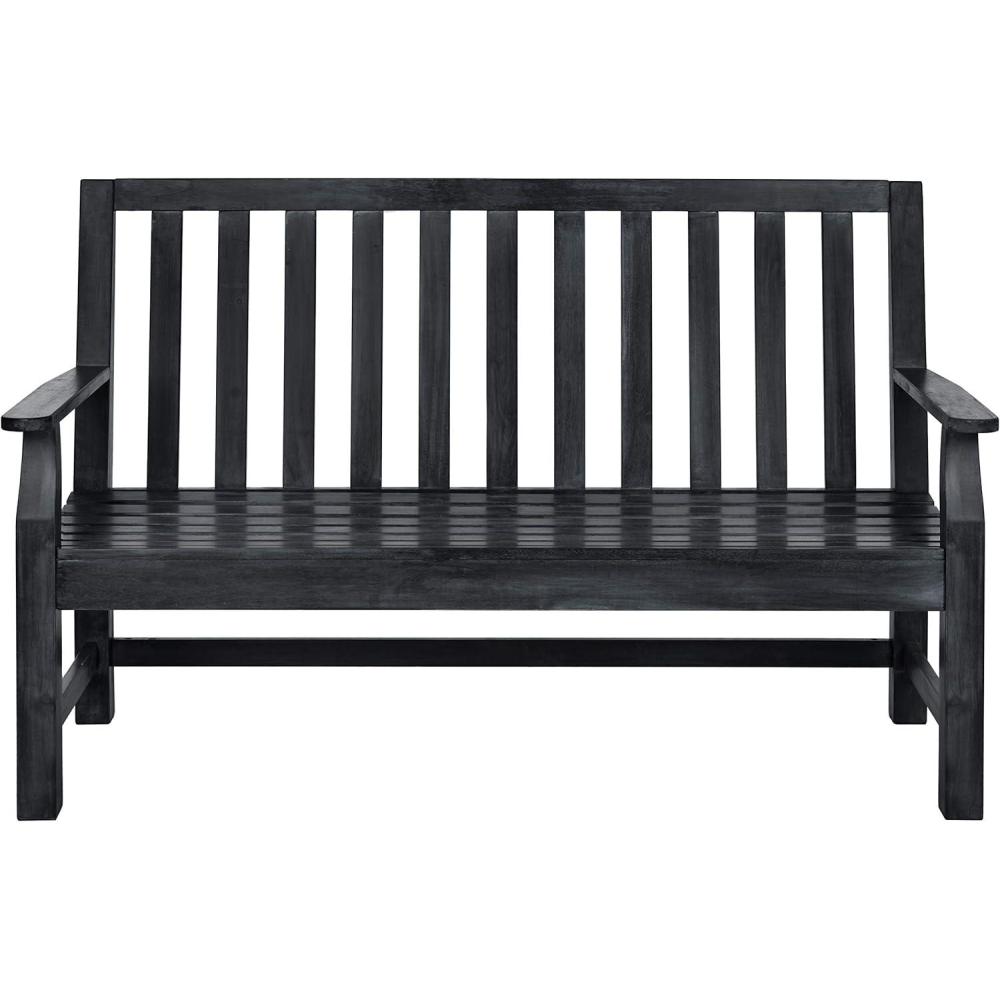 image:imageSAFAVIEH Patio Collection Edwin Adirondack Acacia Wood BenchDark Slate Gray