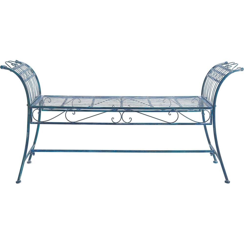 image:imageSafavieh Outdoor Collection Hadley Antique White BenchMossy Blue