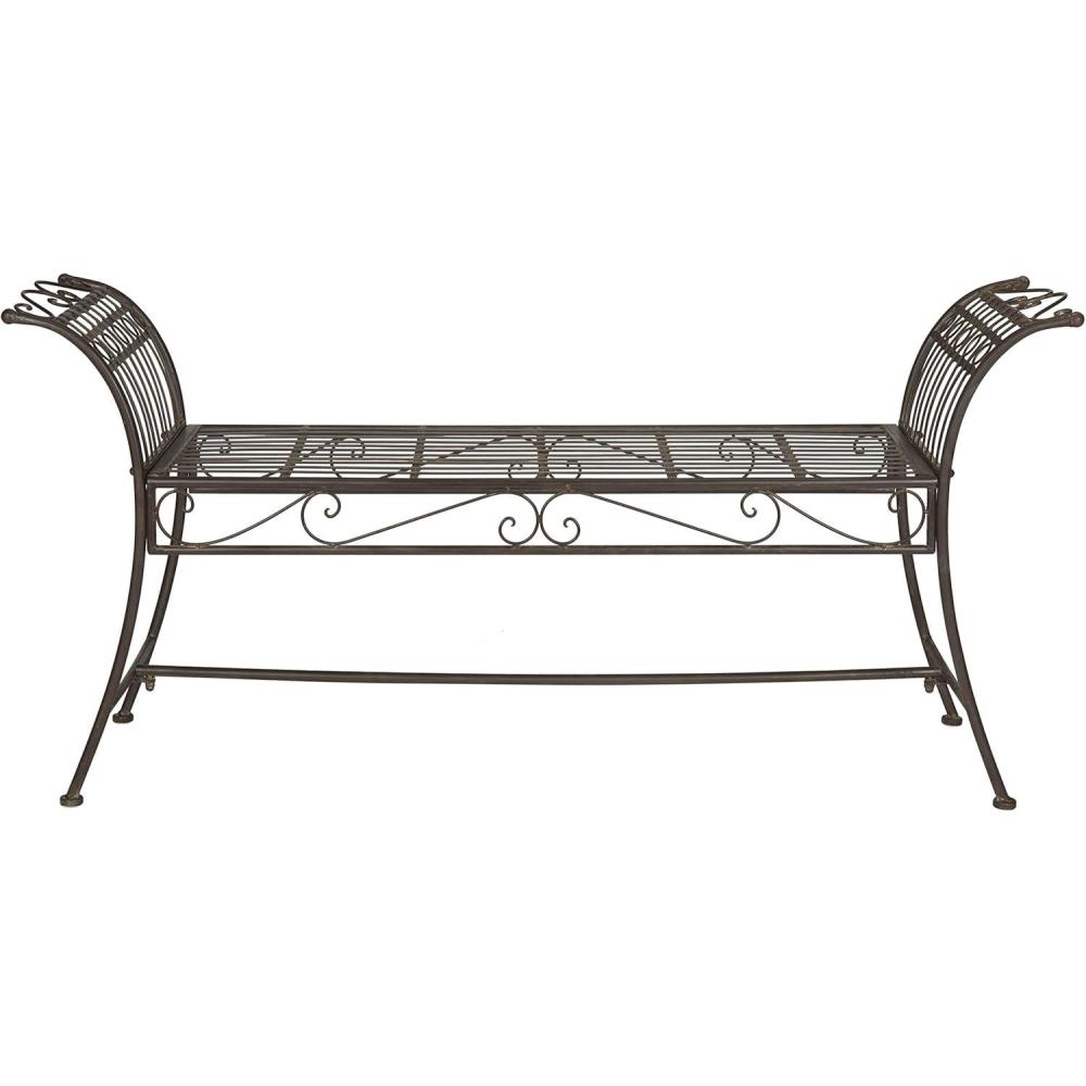 image:imageSafavieh Outdoor Collection Hadley Antique White BenchRustic Brown