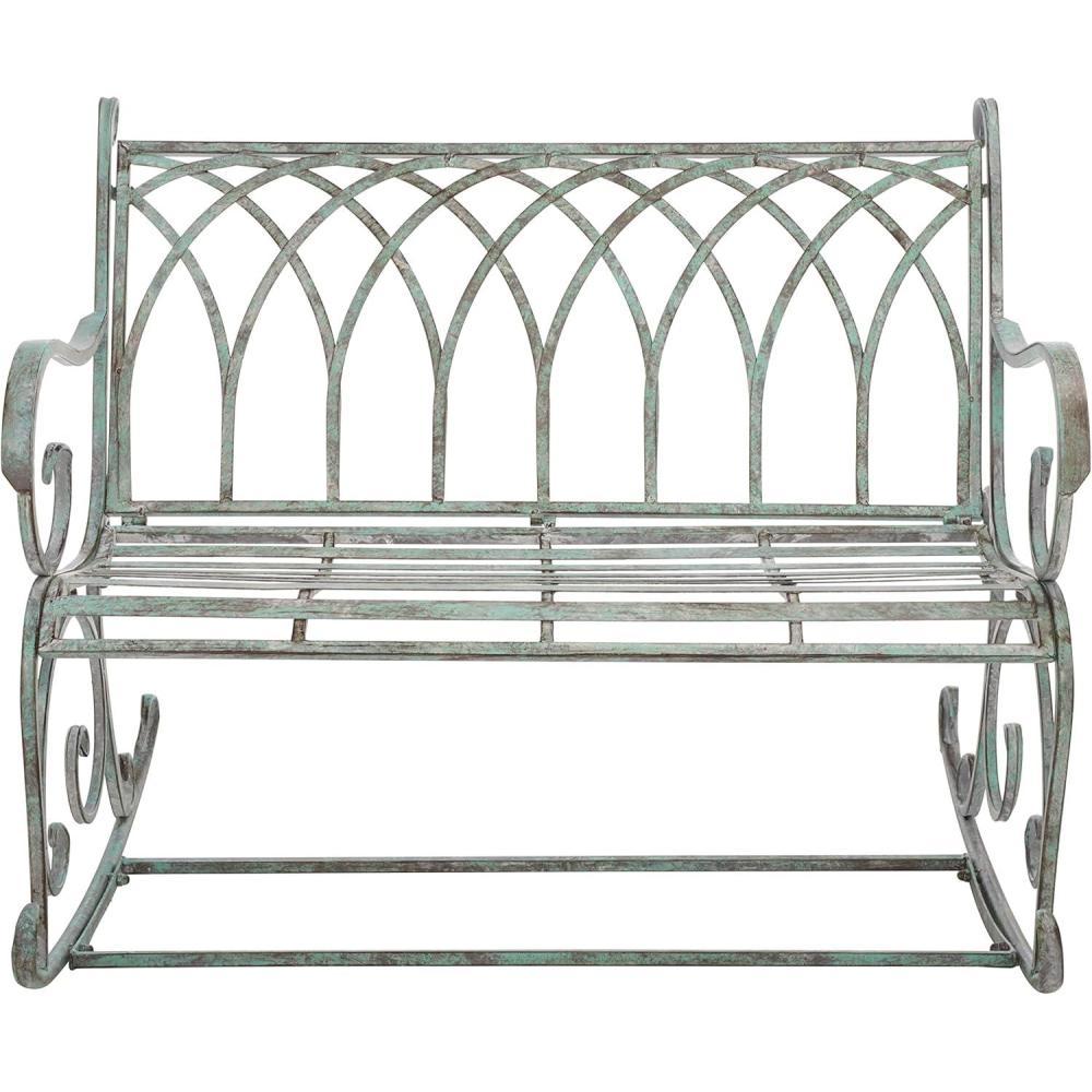 image:imageSafavieh PAT5021A Outdoor Collection Ressi Pearl White Rock BenchAntique Dark Green