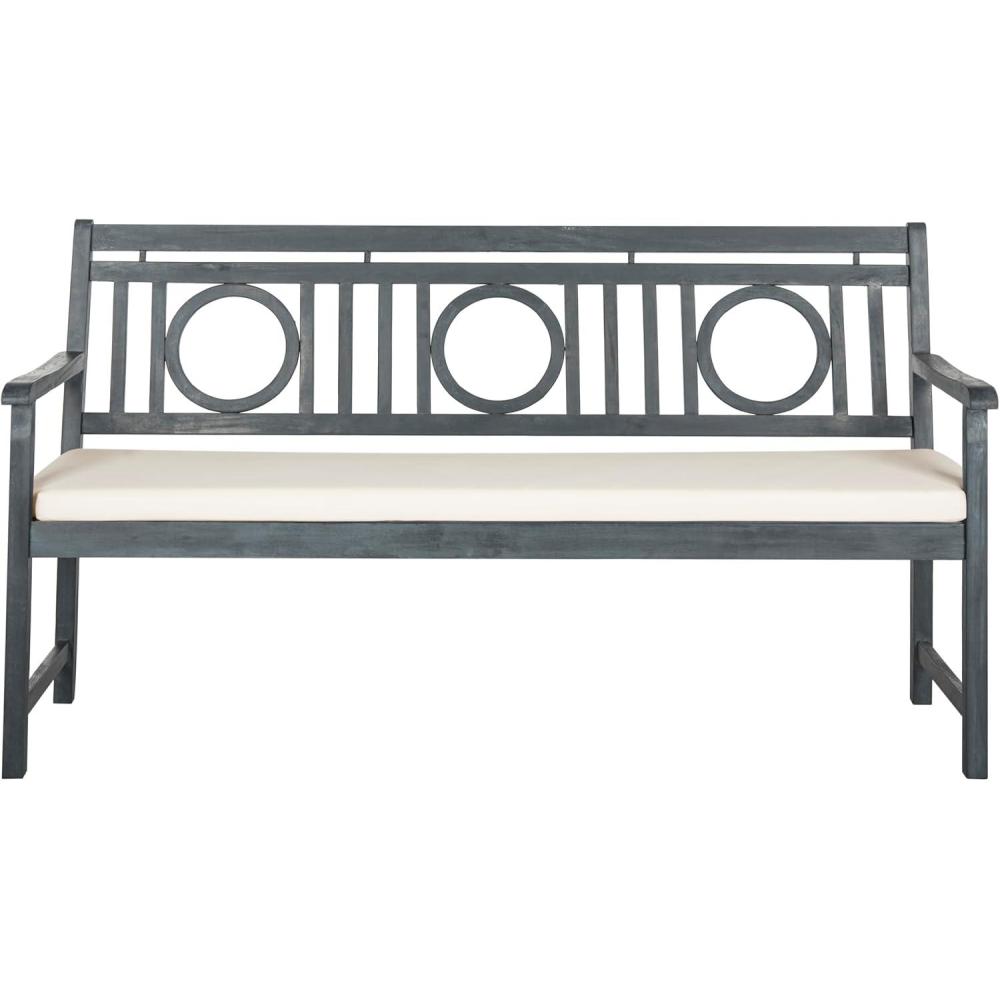 image:imageSafavieh PAT6736A Outdoor Collection Montclair 3 Seat BenchAsh Grey  Beige