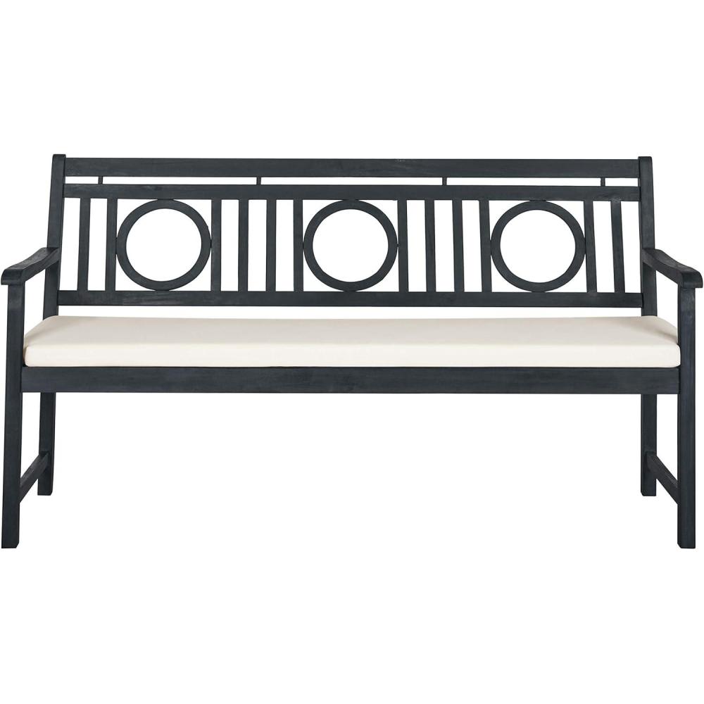 image:imageSafavieh PAT6736A Outdoor Collection Montclair 3 Seat BenchDark Slate Gray Beige