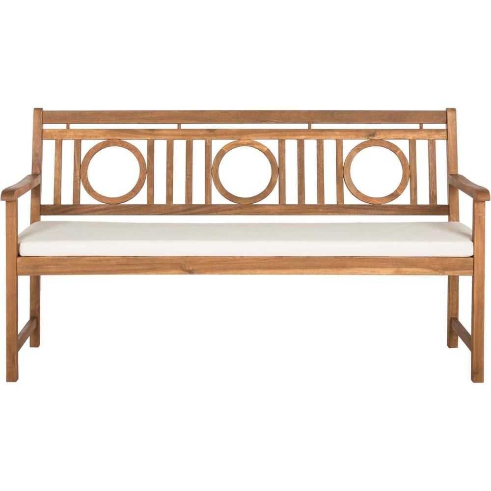 image:imageSafavieh PAT6736A Outdoor Collection Montclair 3 Seat BenchNatural Beige