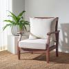 SAFAVIEH Couture Home Collection Payden Natural Wood/Beige Cushion Outdoor Patio Sunroom Porch Backyard Veranda Accent Chair