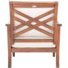 SAFAVIEH Couture Home Collection Payden Natural Wood/Beige Cushion Outdoor Patio Sunroom Porch Backyard Veranda Accent Chair