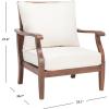 SAFAVIEH Couture Home Collection Payden Natural Wood/Beige Cushion Outdoor Patio Sunroom Porch Backyard Veranda Accent Chair