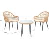 SAFAVIEH Outdoor Collection Berlen Natural Rattan/Navy Cushion 3-Piece Patio Lounge Bistro Set with Table (PAT9012B)(Natural / Beige)