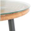 SAFAVIEH Outdoor Collection Berlen Natural Rattan/Navy Cushion 3-Piece Patio Lounge Bistro Set with Table (PAT9012B)(Natural / Navy)