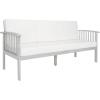 SAFAVIEH Outdoor Collection Finnick Natural Acacia Wood/Beige Cushion Bench(Grey/Beige)