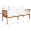 SAFAVIEH Outdoor Collection Finnick Natural Acacia Wood/Beige Cushion Bench(Natural/Beige)