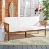 SAFAVIEH Outdoor Collection Finnick Natural Acacia Wood/Beige Cushion Bench(Natural/Beige)