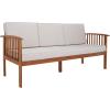 SAFAVIEH Outdoor Collection Finnick Natural Acacia Wood/Beige Cushion Bench(Natural/Light Grey)