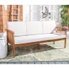 SAFAVIEH Outdoor Collection Finnick Natural Acacia Wood/Beige Cushion Bench(Natural/Light Grey)