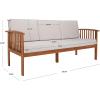 SAFAVIEH Outdoor Collection Finnick Natural Acacia Wood/Beige Cushion Bench(Natural/Light Grey)
