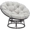 SAFAVIEH Outdoor Collection Kiraya Brown/Grey Tufted Cushion Round Papasan Chair