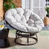 SAFAVIEH Outdoor Collection Kiraya Brown/Grey Tufted Cushion Round Papasan Chair