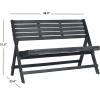 SAFAVIEH Outdoor Collection Luca Ash Grey Folding Bench(Dark Slate Gray)