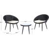 SAFAVIEH Outdoor Collection Merami Black Rattan/Beige Cushion 3-Piece Patio Lounge Bistro Set (PAT9017A)