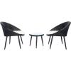 SAFAVIEH Outdoor Collection Merami Black Rattan/Beige Cushion 3-Piece Patio Lounge Bistro Set (PAT9017A)