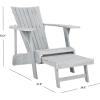 SAFAVIEH Outdoor Collection Merlin Ash Grey Adirondack Chair with Retractable Footrest(Ash Grey)