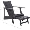 SAFAVIEH Outdoor Collection Merlin Ash Grey Adirondack Chair with Retractable Footrest(Dark Slate Gray)
