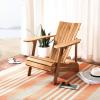 SAFAVIEH Outdoor Collection Merlin Ash Grey Adirondack Chair with Retractable Footrest(Natural)